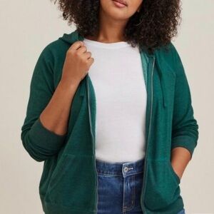 Torrid Classic fit Super Soft Fleece Green Zip-Up Hoodie